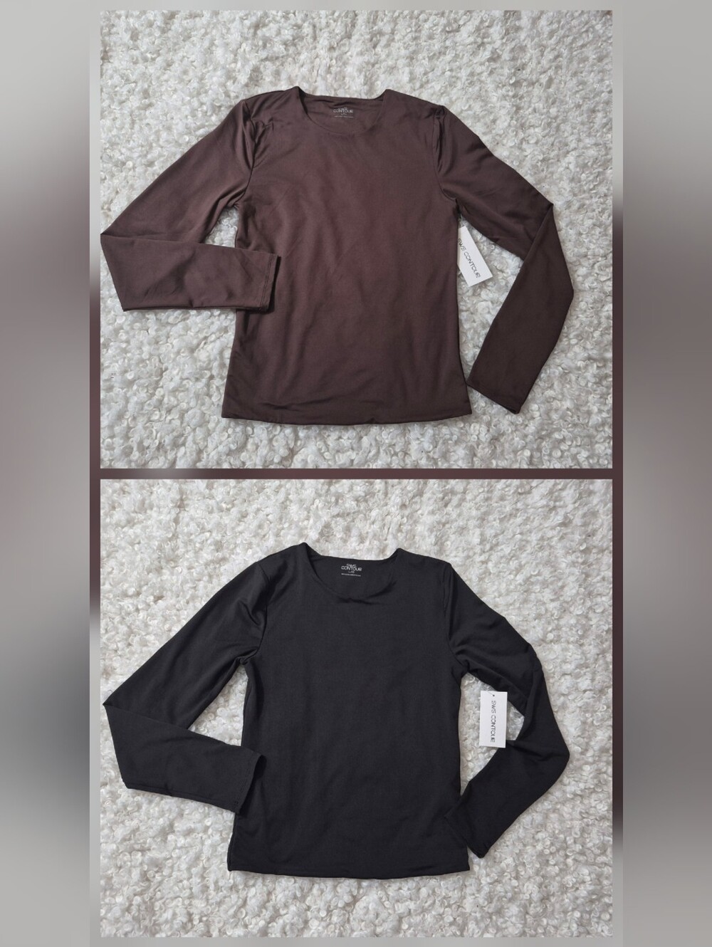 BNWT SWS Contour Bundle 2 Black Brown Long Sleeve Tops Layering Minimalist Basic